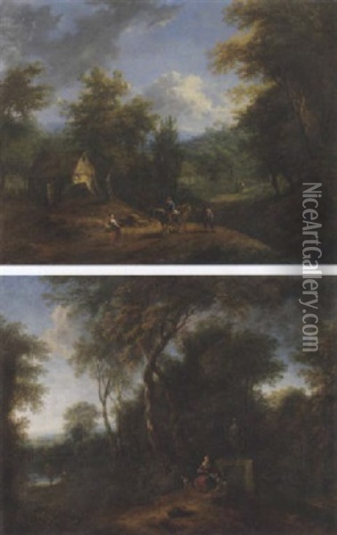 Landschaft Mit Fussganger Und Reitern Oil Painting - Johann Christian Brand