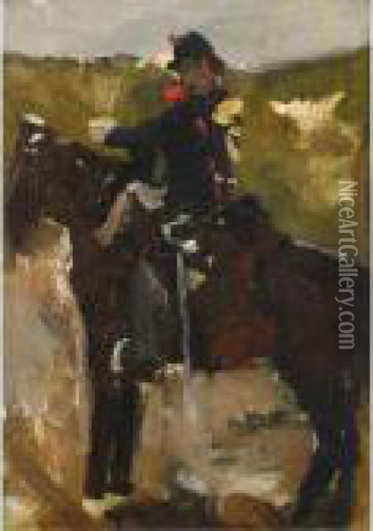 A Cavalrist On Horseback Oil Painting - George Hendrik Breitner