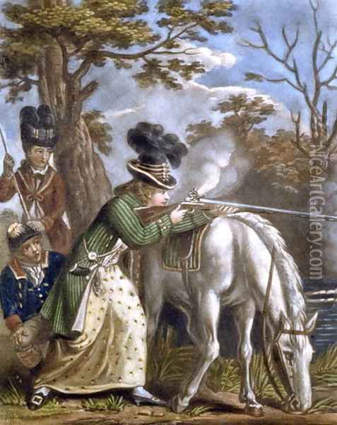 The Ladies Shooting Poney 1780 Oil Painting - John Collet