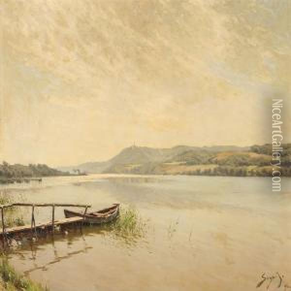 View Fromjuel Lake At Silkeborg, Denmark Oil Painting - Carl Martin Soya-Jensen