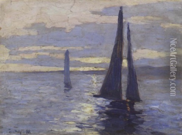 Sailboats Oil Painting - Edward Middleton Manigault