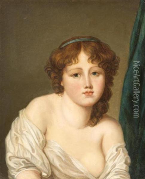 Portrait Of A Girl In A White Robe Oil Painting - Jean Baptiste Greuze