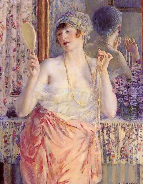 Femme Au Miroir (Woman Before A Mirror) Oil Painting - Frederick Carl Frieseke
