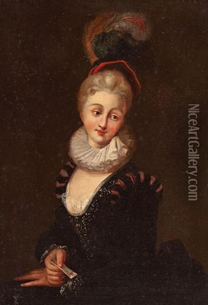 Retrato De Una Joven Oil Painting - Jean-Baptiste Perronneau