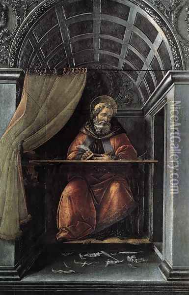 St Augustine in His Cell 1490-94 Oil Painting - Sandro Botticelli