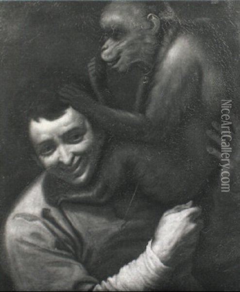 Ein Affe Laust Einen Lachenden Knaben Oil Painting - Annibale Carracci