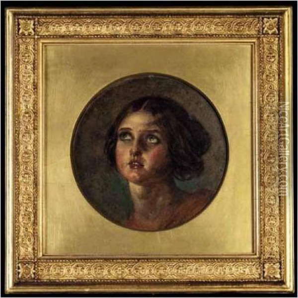 Study Of A Young Girl's Head Oil Painting - Joseph Noel Paton