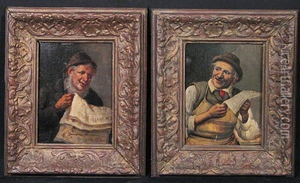 The News; An Amusing Letter (a Pair) Oil Painting - Carl Siegfried Stoitzner
