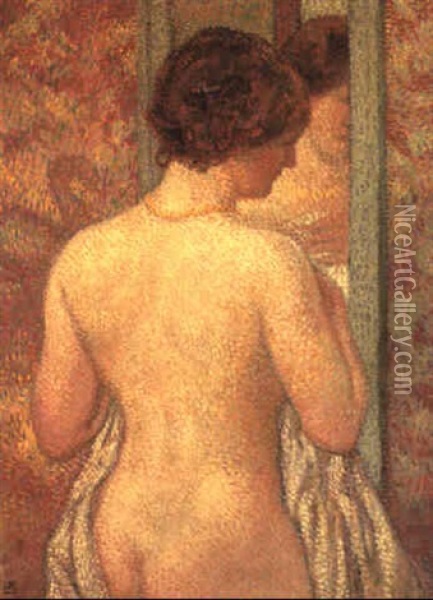 Nu De Dos Au Miroir Oil Painting - Theo van Rysselberghe