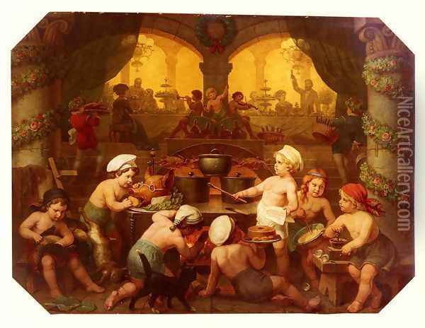 Das Grosse Festmahl (The Great Banquet) Oil Painting - Hans Brunner
