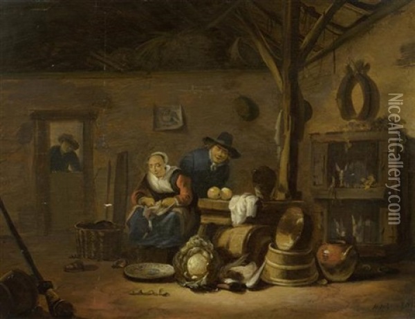 In Der Bauernstube Oil Painting - Adriaen Lievensz van der Poel
