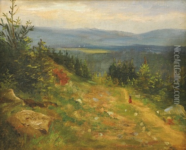 Path Through Forest Oil Painting - Stanislav Lolek