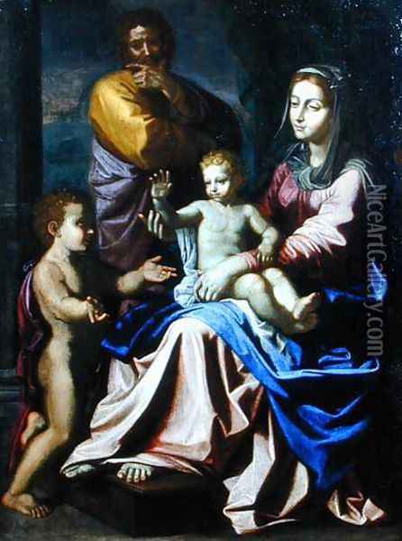 The Holy Family with the Infant St. John, 1660 Oil Painting - Nicolas Poussin