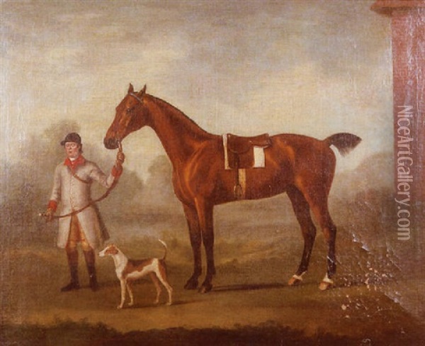 Untitled (landscape With Hunter, Horse And Hound) Oil Painting - Francis Sartorius the Elder