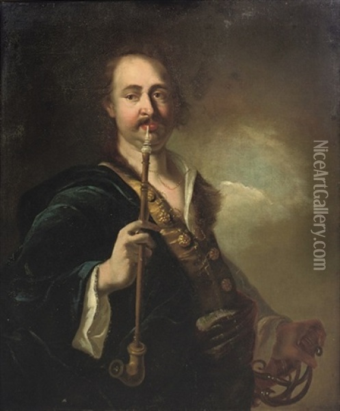 A Portrait Of A Man (the Artist?) Oil Painting - Johann (Jan) Kupetzki