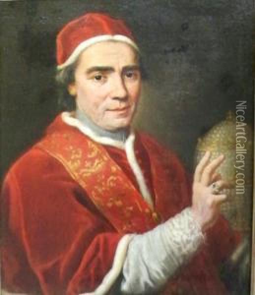 Portrait Of A Pope, Said Tobe Pius Vi (reigned 1775-1799) Oil Painting - Pier Leone Ghezzi