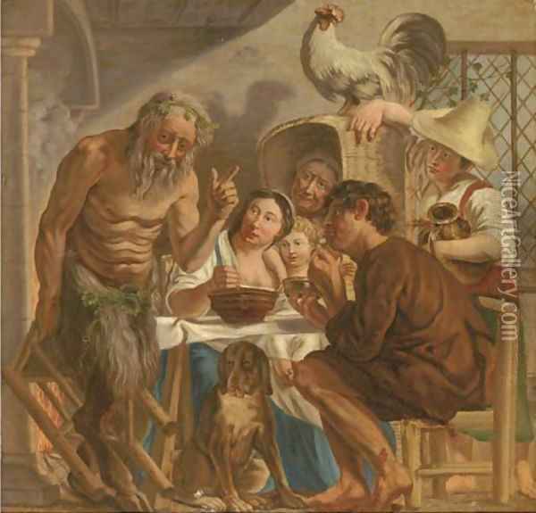 The Satyr and the Peasant Oil Painting - Jacob Jordaens
