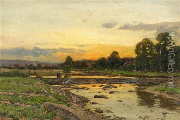 Landschaft Bei Neumond Oil Painting - Carl Irmer