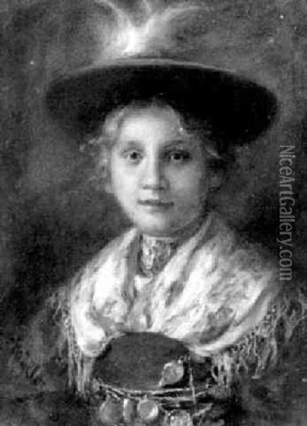 Bildnis Eines Jungen Madchens In Tracht Oil Painting - Emma (Edle von Seehof) Mueller