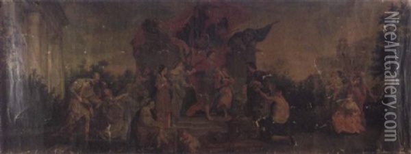 La Famille De Darius Implorant La Clemence D'alexandre Oil Painting - Charles-Antoine Coypel