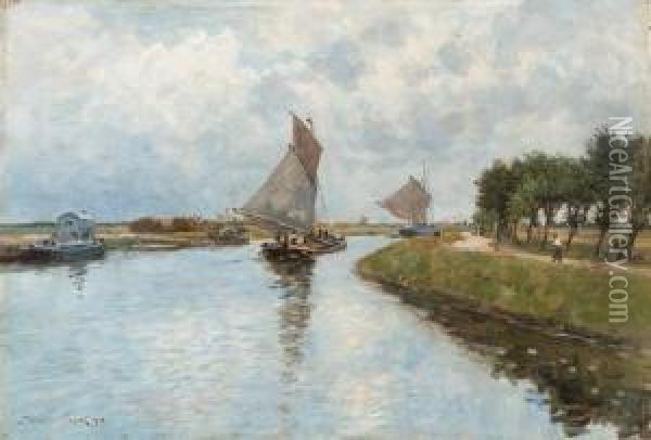 Path Along The River Oil Painting - Maurice Francois A. Courant