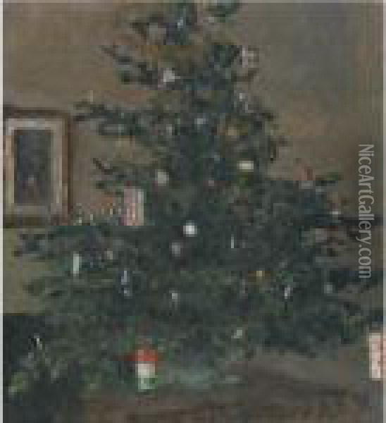Christmas Tree Oil Painting - Ivan Pavlovich Pokhitonov