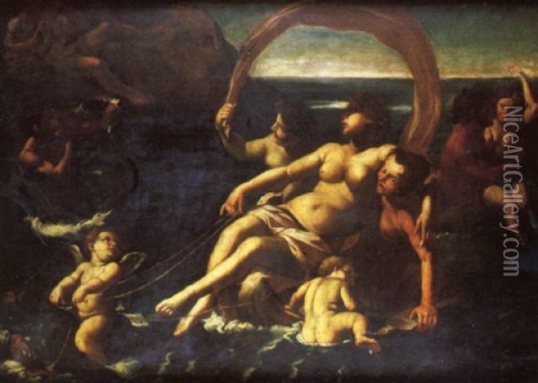 Le Tariomphe D'amphitrite Oil Painting - Giovanni Lanfranco