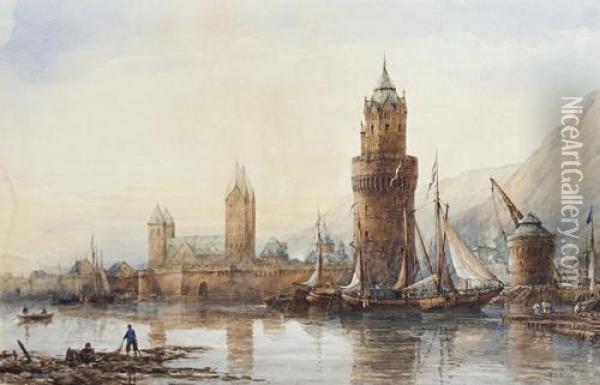 Andernach, Rhine Oil Painting - Richard Henry Nibbs