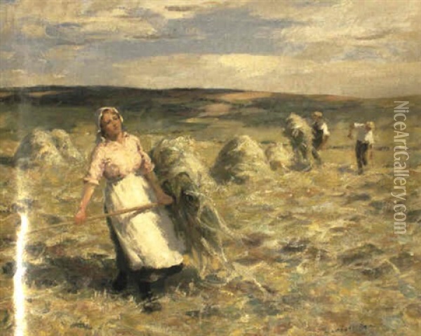 Haymaking Oil Painting - William Marshall Brown