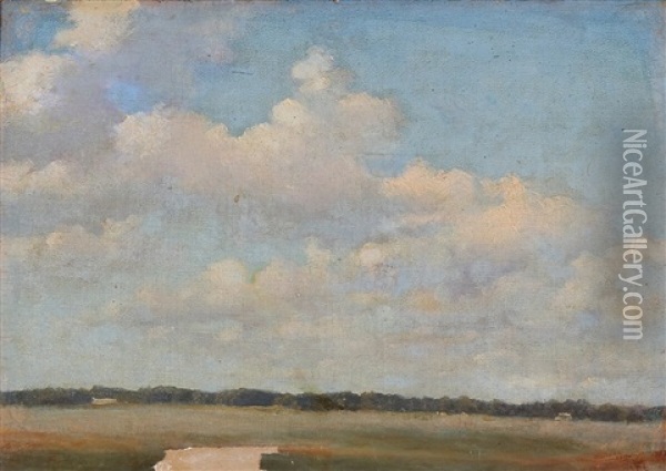 Study Of Clouds Oil Painting - Vilhelm Peter Karl Kyhn