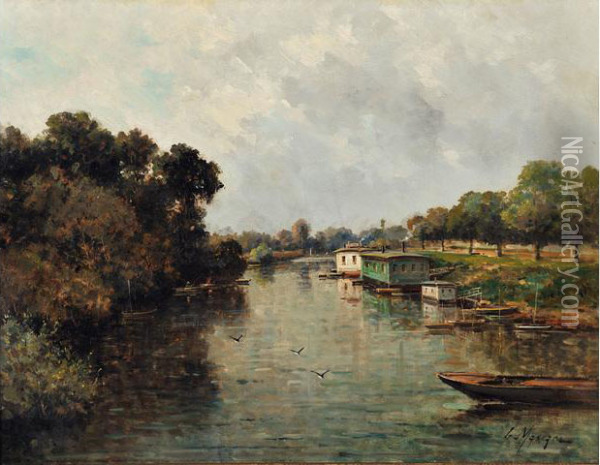 Bord De Seine A Neuilly Oil Painting - Gustave Mascart