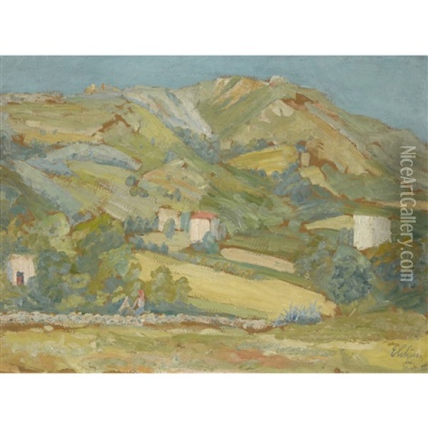 Corte, Korsika Oil Painting - Ernst Traugott Schiess