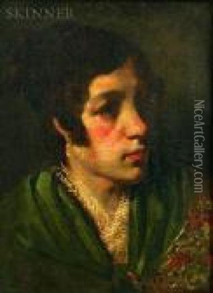 Y Padilla Portrait Of A Young Woman Oil Painting - Eugenio Lucas Velasquez