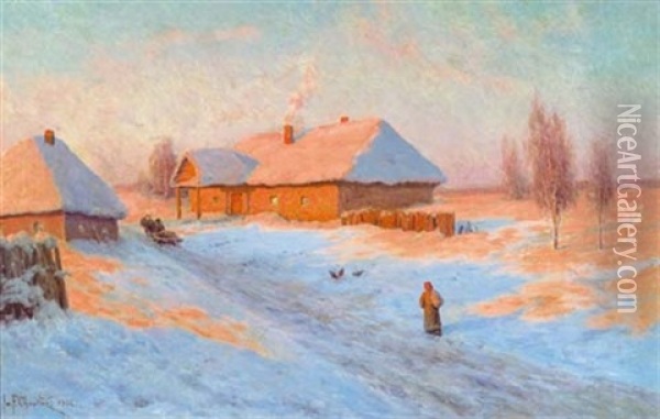 Winterlandschaft Am Abend Oil Painting - Ivan Fedorovich Choultse
