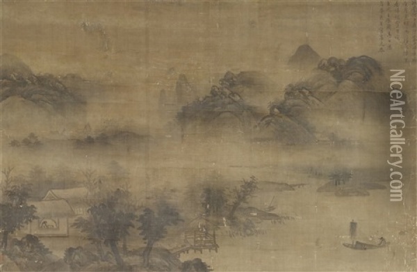 Mountainous River Landscape Oil Painting -  Gao Kegong