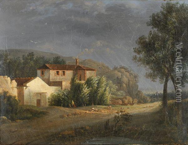 Paysage Sous L'orage Oil Painting - Jean-Baptiste Lallemand
