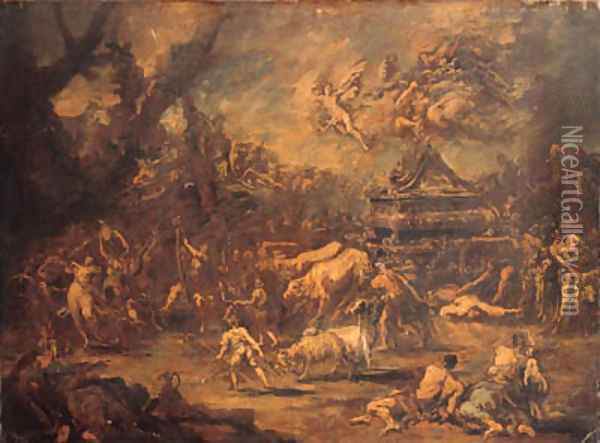 David dancing before the Ark of the Covenant Oil Painting - Alessandro Magnasco