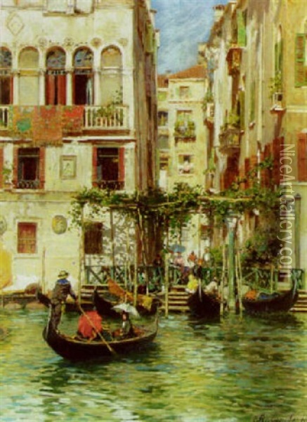 Le Traghetto, Venice Oil Painting - Rubens Santoro