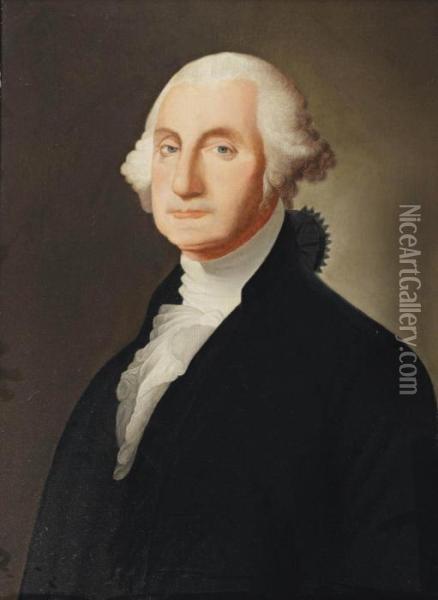Portrait Of George Washington , 
First President Of The United States, Bust-length, In A Black Coat And A
 White Chemise Oil Painting - Gilbert Stuart