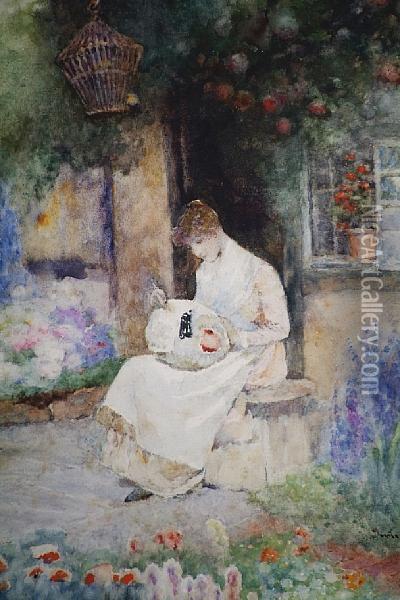The Lacemaker Oil Painting - David Woodlock