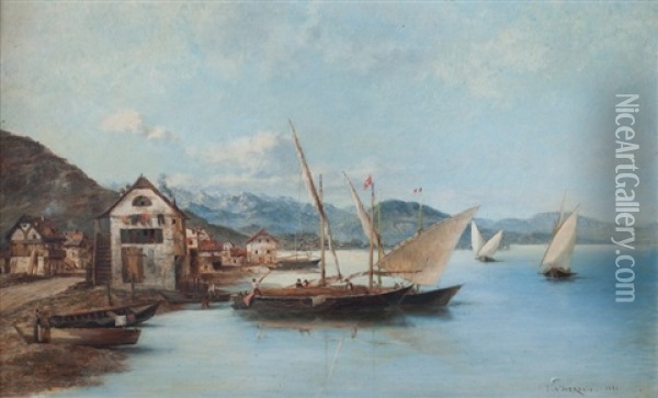 Costa Con Pescadores Oil Painting - Jean Francois D' Ivernois
