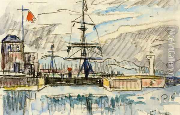 The Jetty Oil Painting - Paul Signac