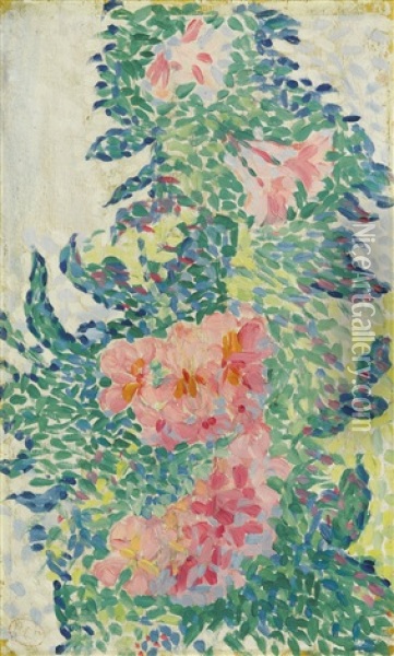 Fleurs Oil Painting - Henri-Edmond Cross