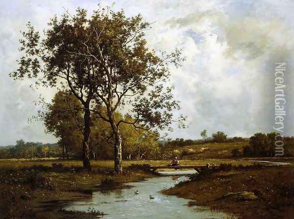 Banks of the River Oil Painting - Leon Richet