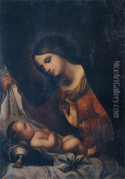 Virgin With Child Oil Painting - Dimitrios Stelakatos