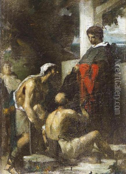 Saint Visitant Les Malades Oil Painting - Gabriel Joseph Marie Augustin Ferrier