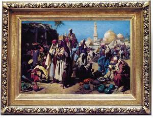 L'emir Au Marche Oil Painting - Franz Wutrbel