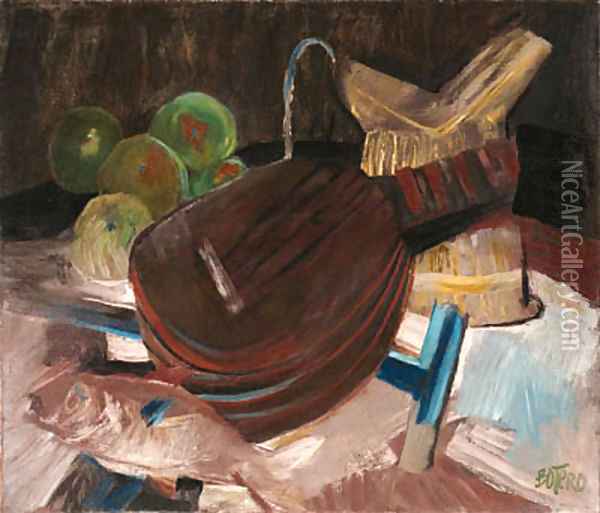 Still Life with Guitar Oil Painting - Fernando Botero