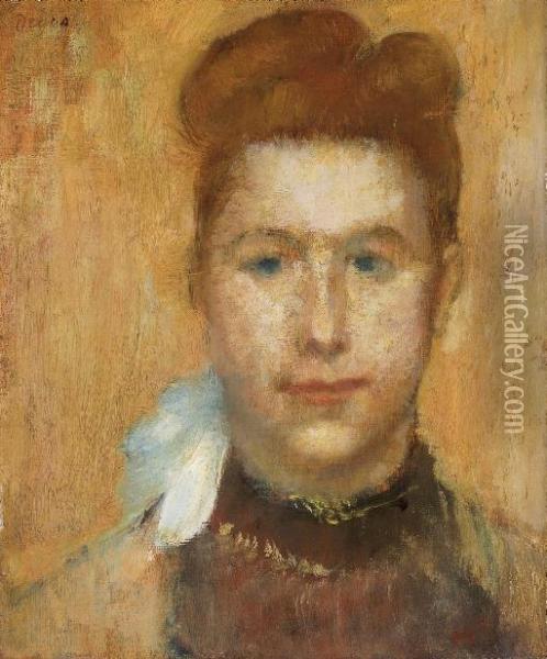 Tete De Jeune Femme De Face Oil Painting - Edgar Degas