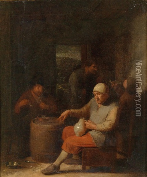 Wirtshausinterieur Mit Trinkenden Bauern Oil Painting - Pieter Harmensz. Verelst